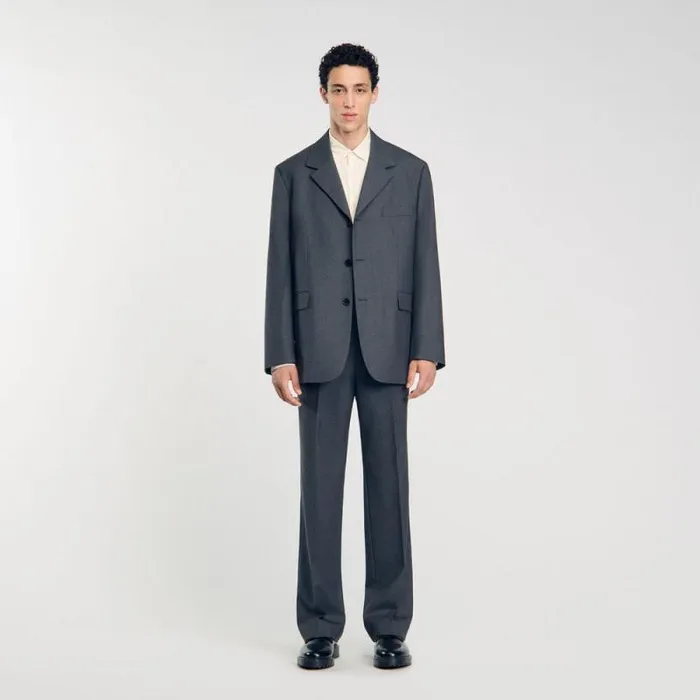 Suits and Blazers Men SANDRO Oversized Suit Jacket Grey