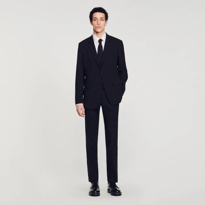 Suits and Blazers Men SANDRO Virgin Wool Suit Jacket Black
