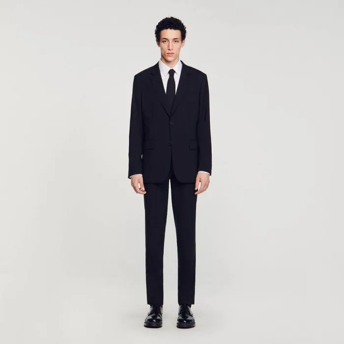 Suits and Blazers Men SANDRO Virgin Wool Suit Jacket Black
