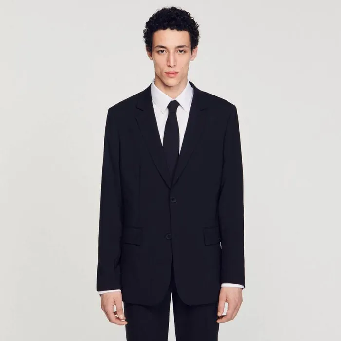 Suits and Blazers Men SANDRO Virgin Wool Suit Jacket Black