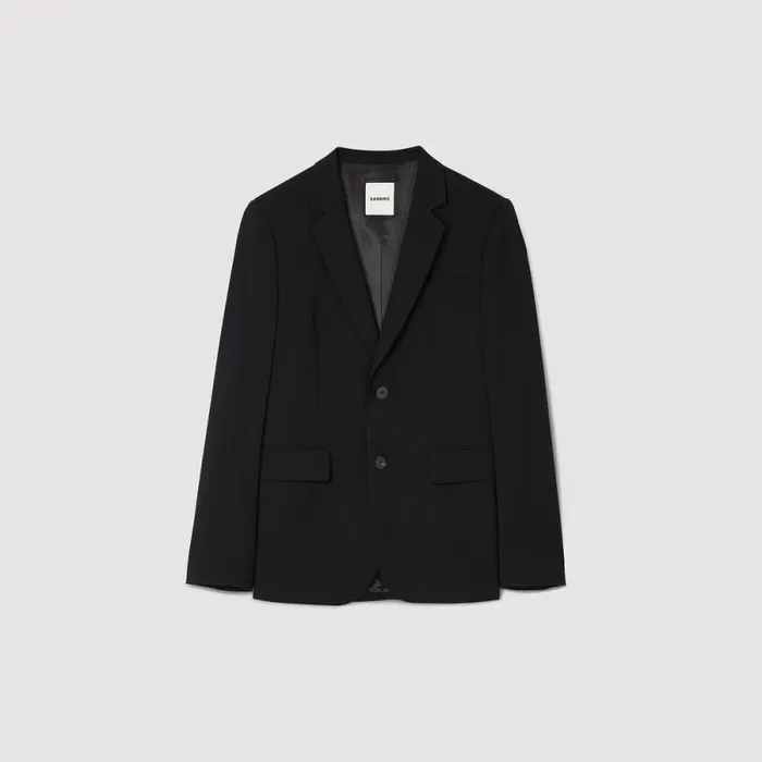 Suits and Blazers Men SANDRO Virgin Wool Suit Jacket Black