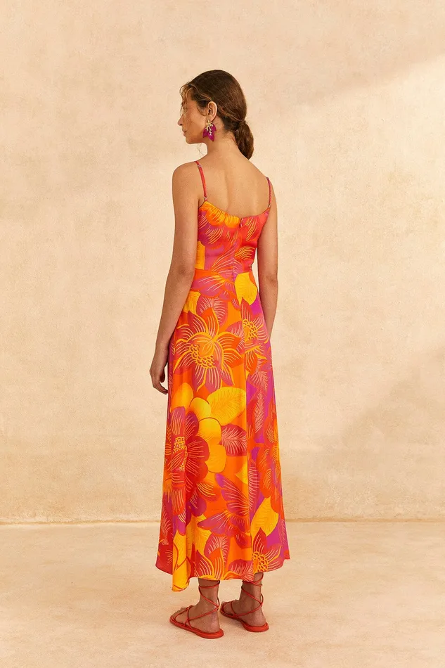 Summer Garden Ombre Lenzing Ecovero Viscose Midi Dress Women Farm Rio Midi Dresses