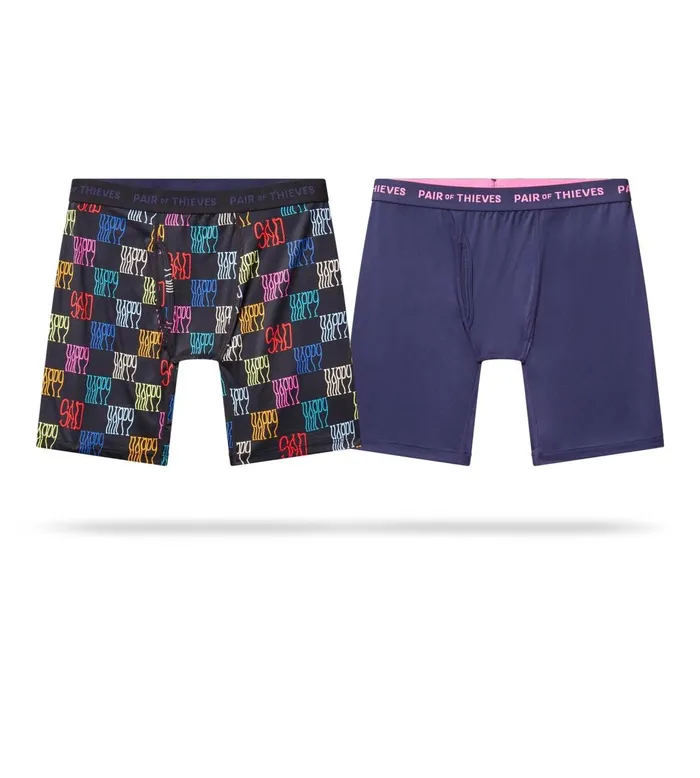 Superfit Long Boxer Briefs Black Navy Underwear 2 Pack Men Pair Of Thieves Long Boxer Briefs