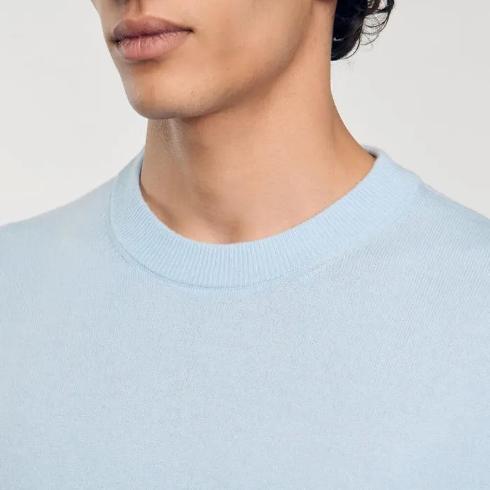 Sweaters and Cardigans Men SANDRO Cashmere Sweater Baby Blue Sweaters and Cardigans Men SANDRO Cashmere Sweater Baby Blue