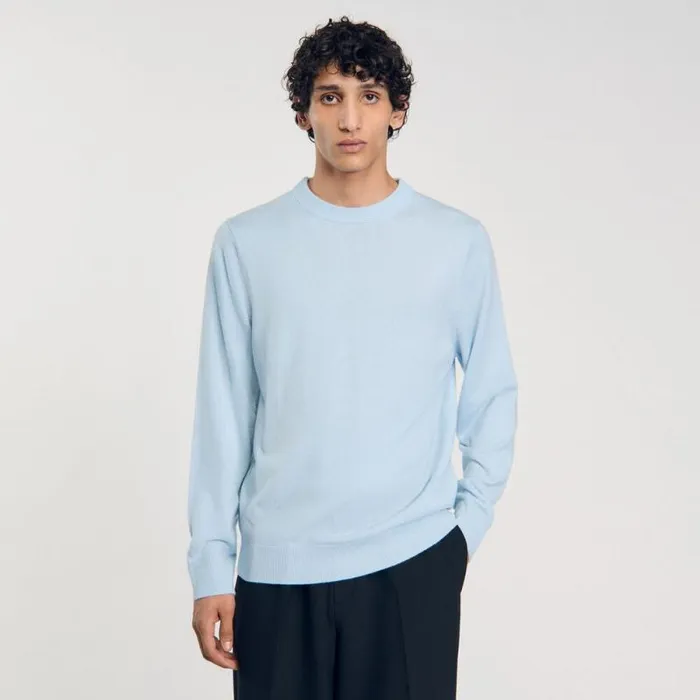 Sweaters and Cardigans Men SANDRO Cashmere Sweater Baby Blue Sweaters and Cardigans Men SANDRO Cashmere Sweater Baby Blue