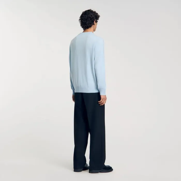 Sweaters and Cardigans Men SANDRO Cashmere Sweater Baby Blue Sweaters and Cardigans Men SANDRO Cashmere Sweater Baby Blue