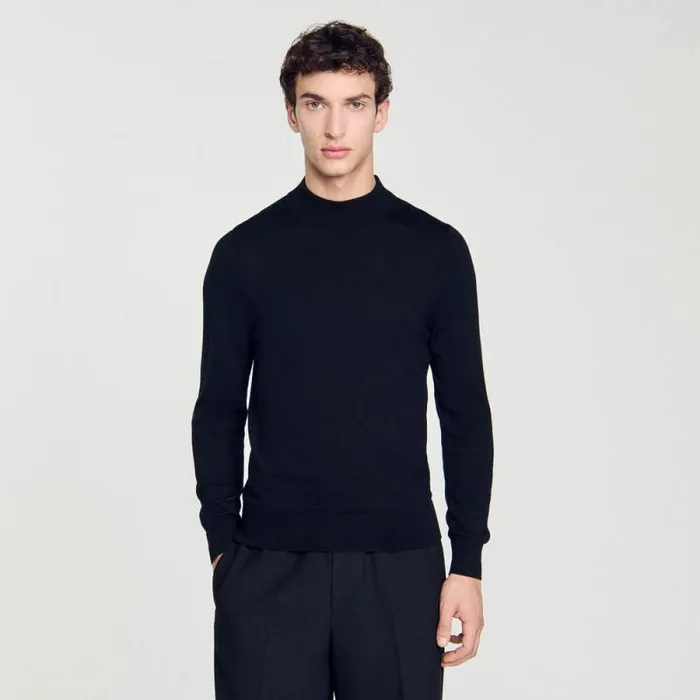 Sweaters and Cardigans Men SANDRO Funnel Neck Sweater Black