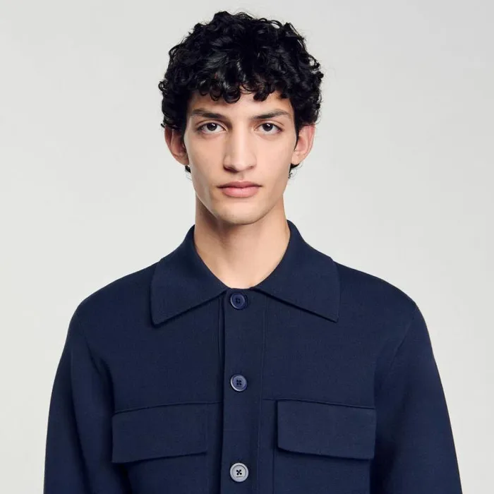 Sweaters and Cardigans Men SANDRO Knit Jacket Midnight Blue