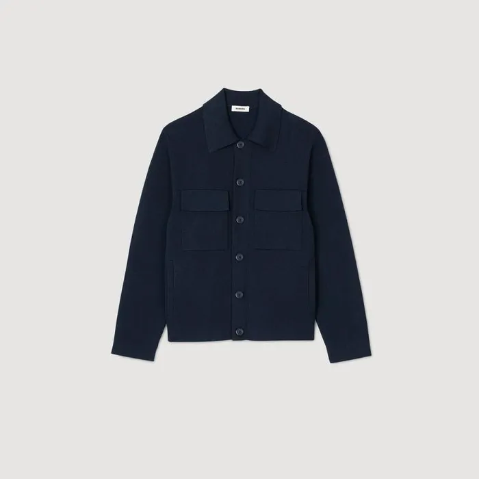 Sweaters and Cardigans Men SANDRO Knit Jacket Midnight Blue