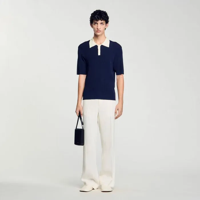 Sweaters and Cardigans Men SANDRO Twotone Polo Shirt Navy Blue