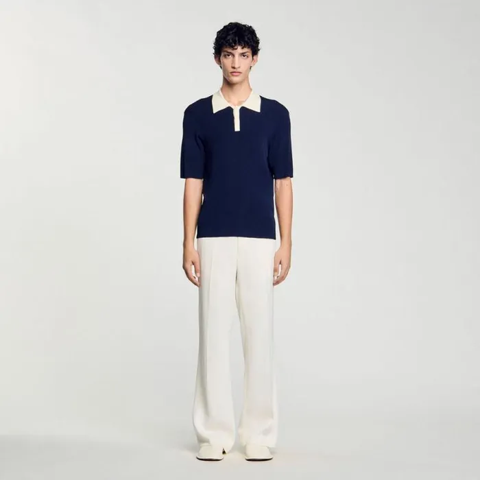Sweaters and Cardigans Men SANDRO Twotone Polo Shirt Navy Blue