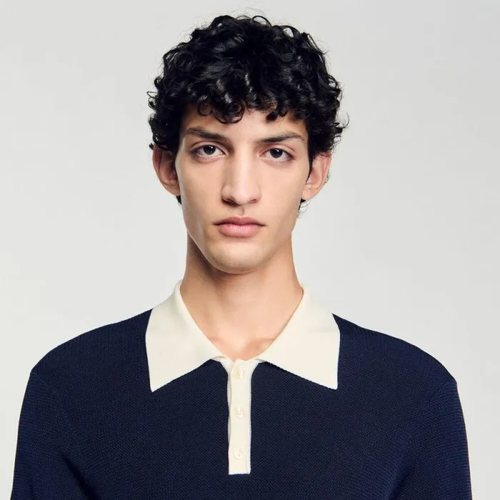 Sweaters and Cardigans Men SANDRO Twotone Polo Shirt Navy Blue