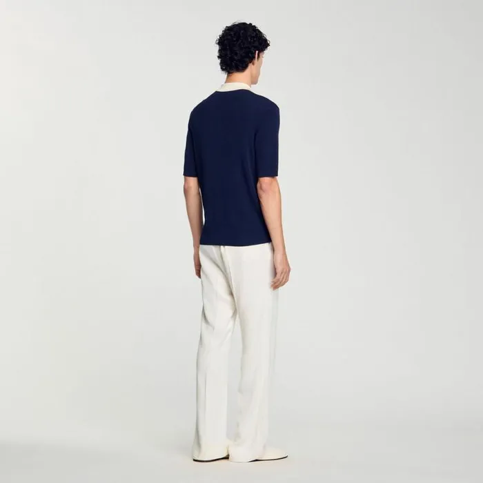Sweaters and Cardigans Men SANDRO Twotone Polo Shirt Navy Blue