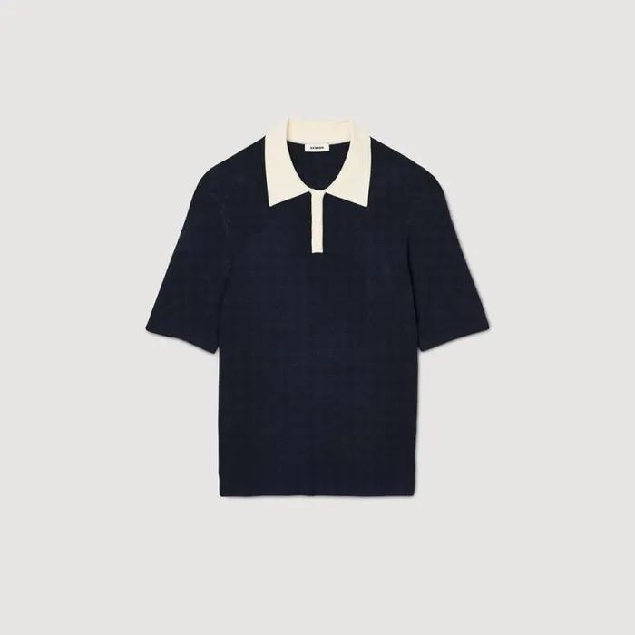 Sweaters and Cardigans Men SANDRO Twotone Polo Shirt Navy Blue