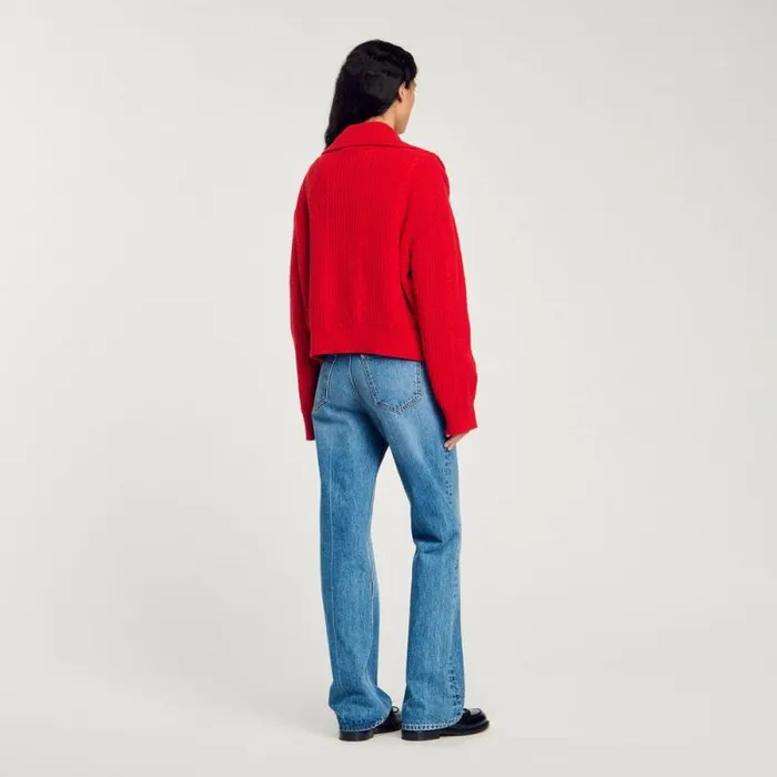Sweaters and Cardigans Women SANDRO Buttoned Neck Sweater Red