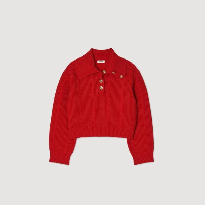 Sweaters and Cardigans Women SANDRO Buttoned Neck Sweater Red