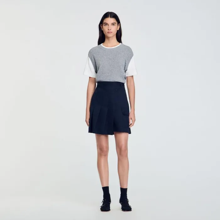 Sweaters and Cardigans Women SANDRO DualMaterial Knit Sweater Grey