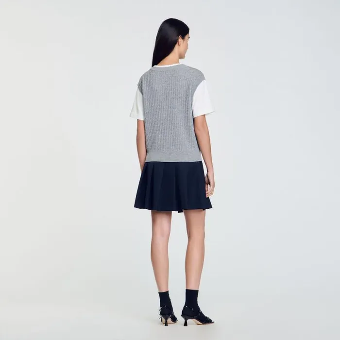 Sweaters and Cardigans Women SANDRO DualMaterial Knit Sweater Grey