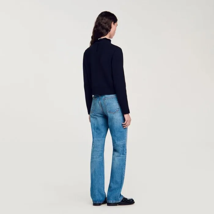 Sweaters and Cardigans Women SANDRO RuffledNeck Sweater Navy Blue