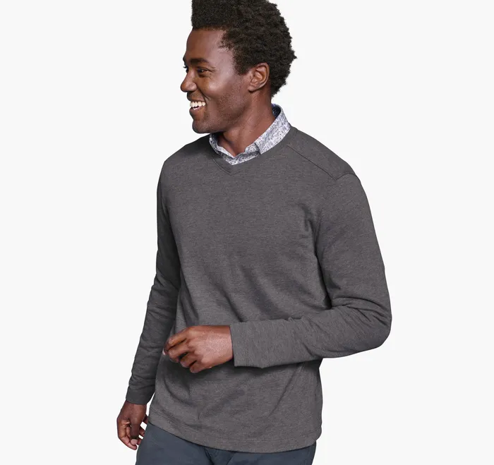 Sweaters and Knits Knit VNeck Gray Johnston and Murphy Men