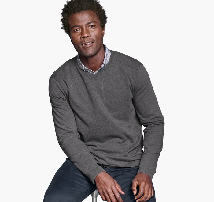 Sweaters and Knits Knit VNeck Gray Johnston and Murphy Men