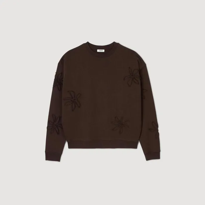 Sweatshirts and Hoodies Men SANDRO Oversized Floral Sweatshirt Chocolate
