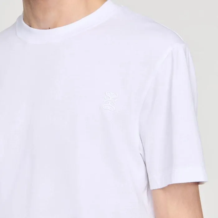 Tshirts and Polos Men SANDRO Cotton Tshirt White Tshirts and Polos Men SANDRO Cotton Tshirt White