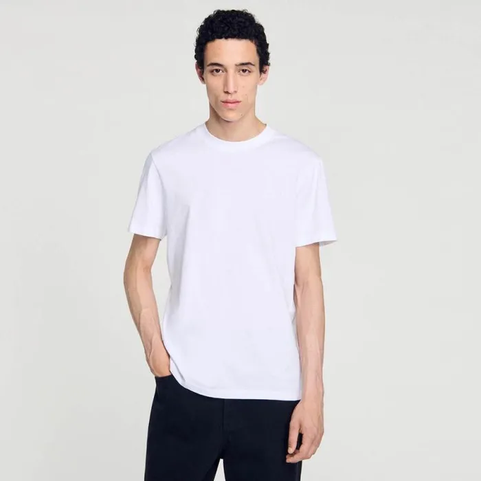 Tshirts and Polos Men SANDRO Cotton Tshirt White Tshirts and Polos Men SANDRO Cotton Tshirt White