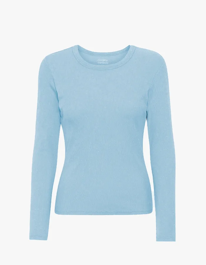 TShirts Colorfulstandard Women Women Organic Rib LS TShirt 8211 Seaside Blue
