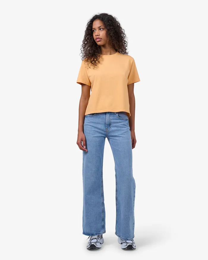 TShirts Women Colorfulstandard Organic Boxy Crop Tee 8211 Faded Pink