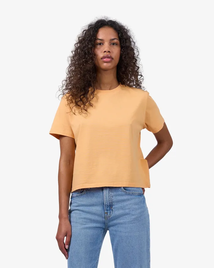 TShirts Women Colorfulstandard Organic Boxy Crop Tee 8211 Faded Pink