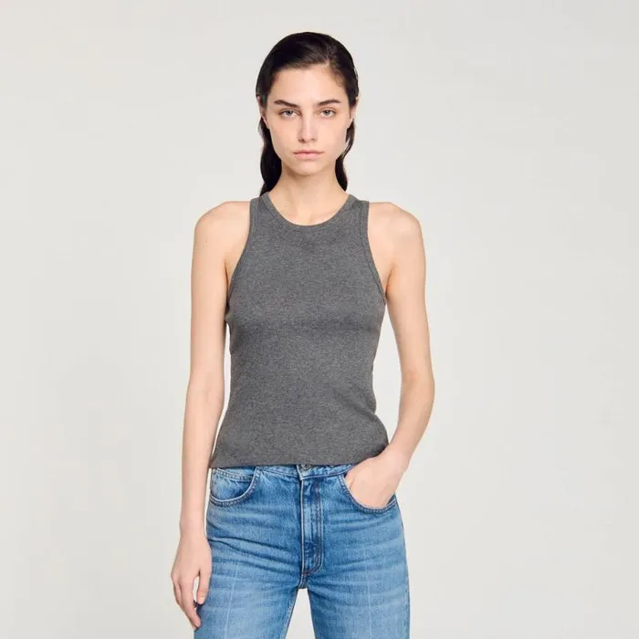 Tshirts Women SANDRO Vest Top Dark Grey
