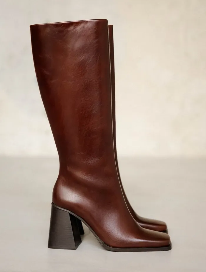Tamar Turkish Coffee Women Bobbies Knee High Boots