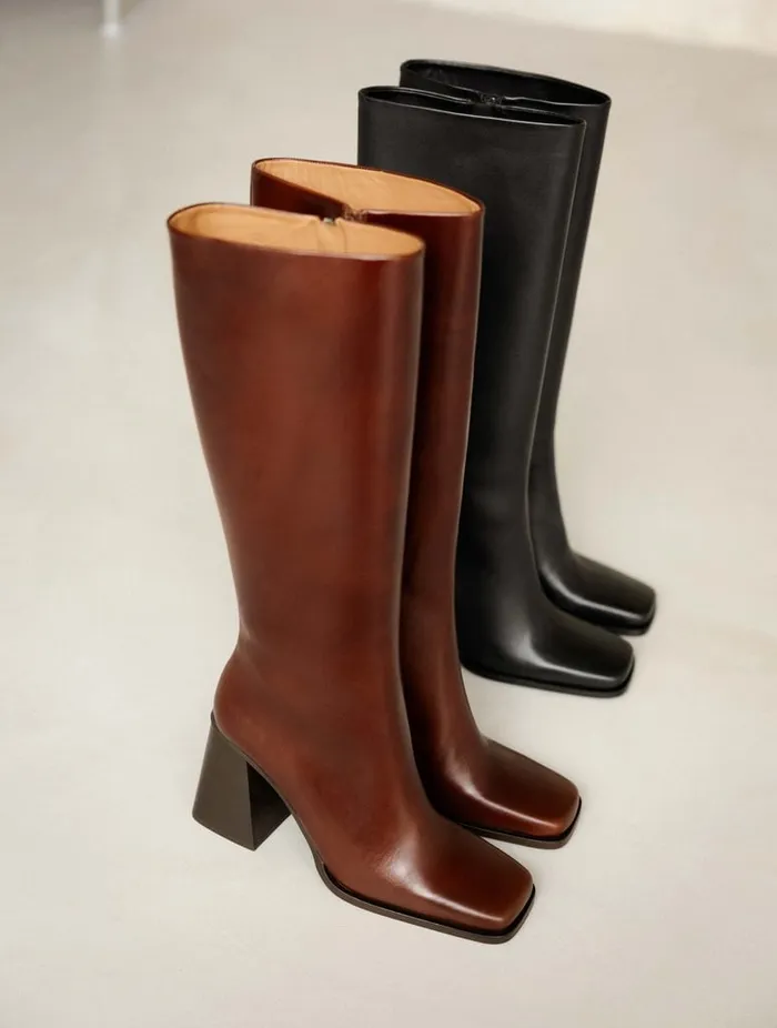 Tamar Turkish Coffee Women Bobbies Knee High Boots