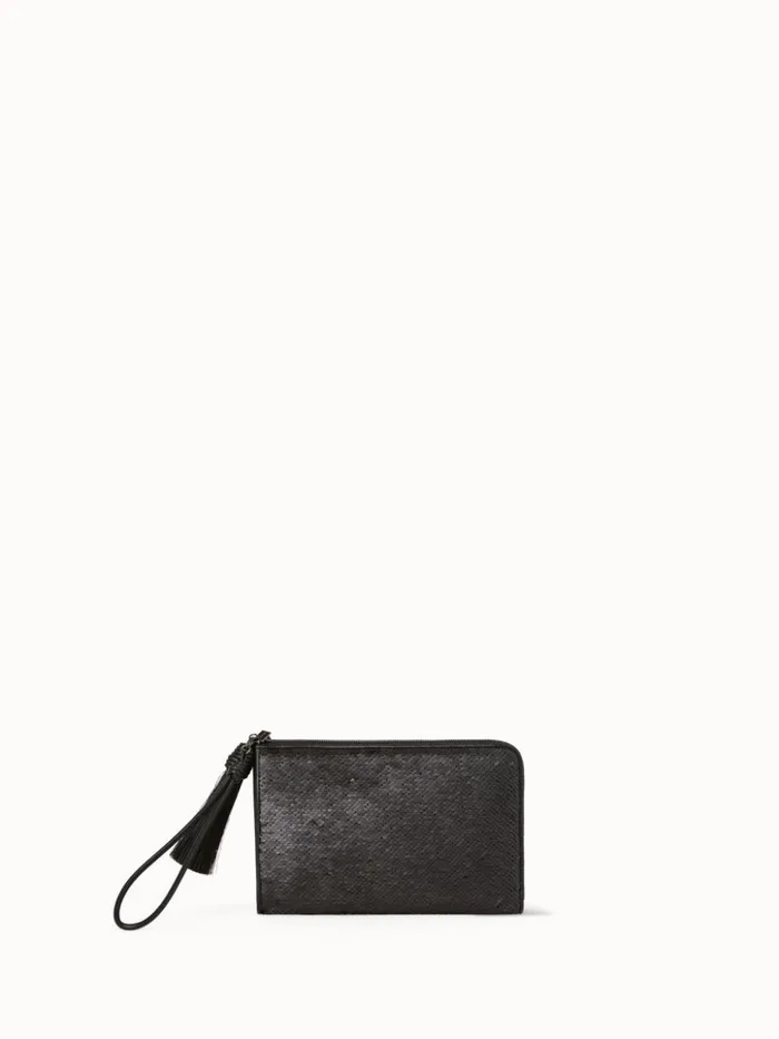 Tassel Pouch In Reversible Sequins Black Women Akris Clutches
