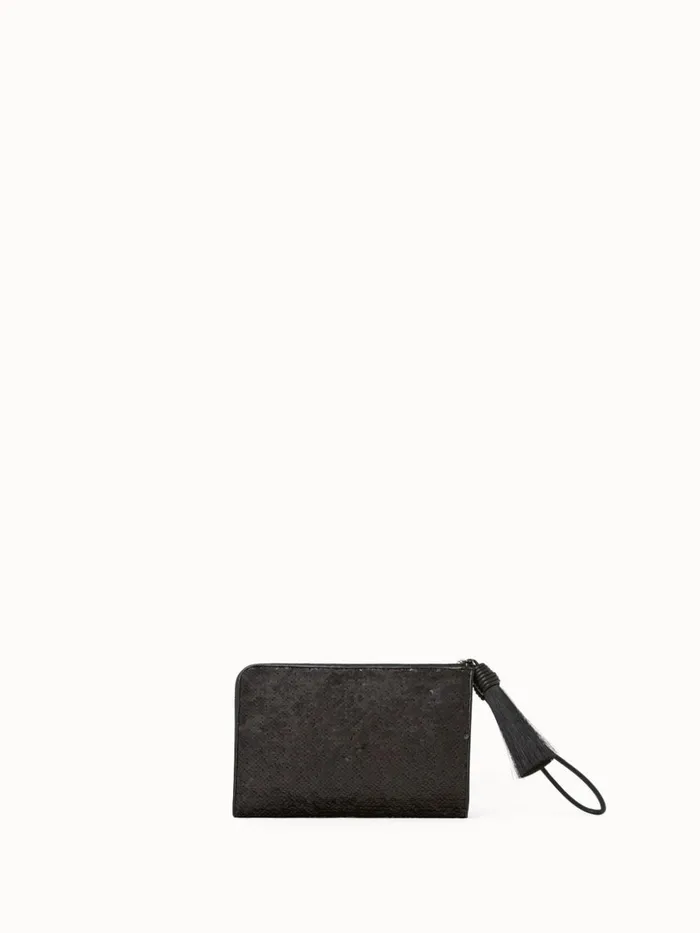 Tassel Pouch In Reversible Sequins Black Women Akris Clutches