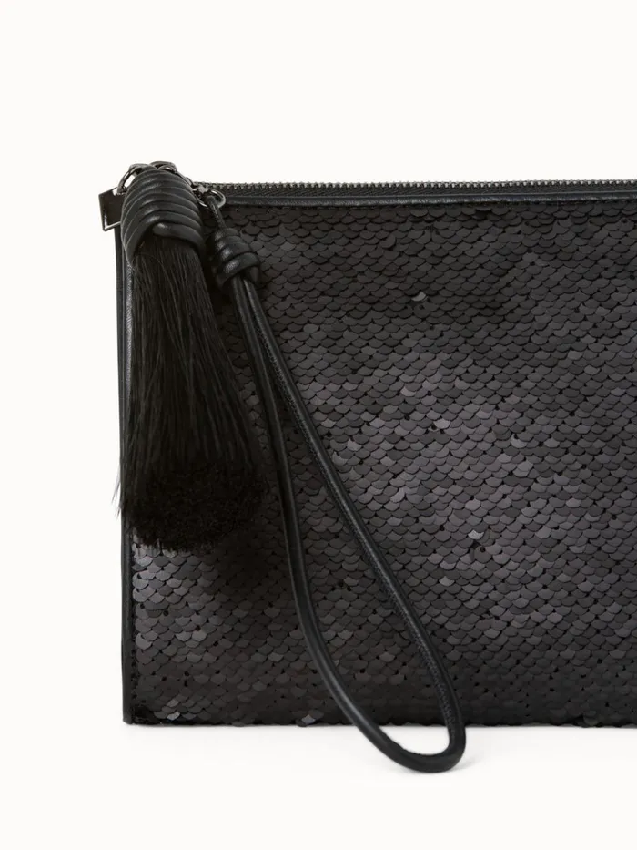 Tassel Pouch In Reversible Sequins Black Women Akris Clutches