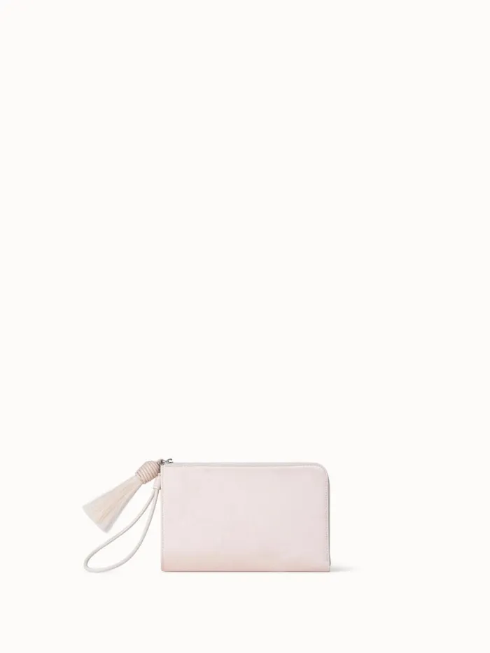 Tassel Pouch In Satin Fabric Alabaster Women Akris Clutches