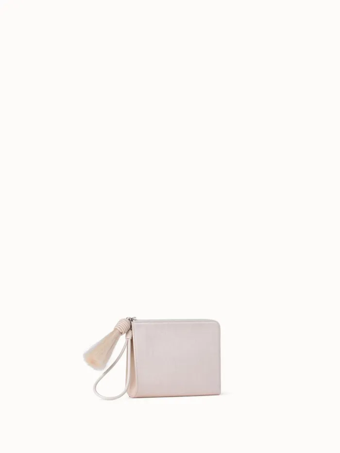 Tassel Pouch In Satin Fabric Alabaster Women Akris Clutches