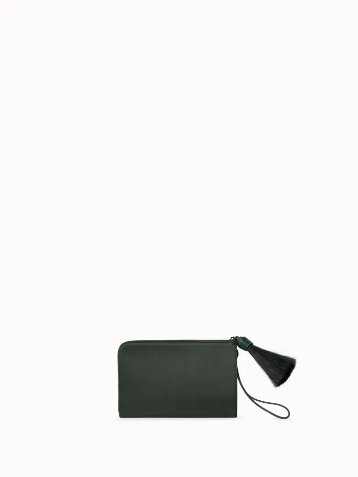 Tassel Pouch In Satin Fabric Grey Sand Women Akris Clutches