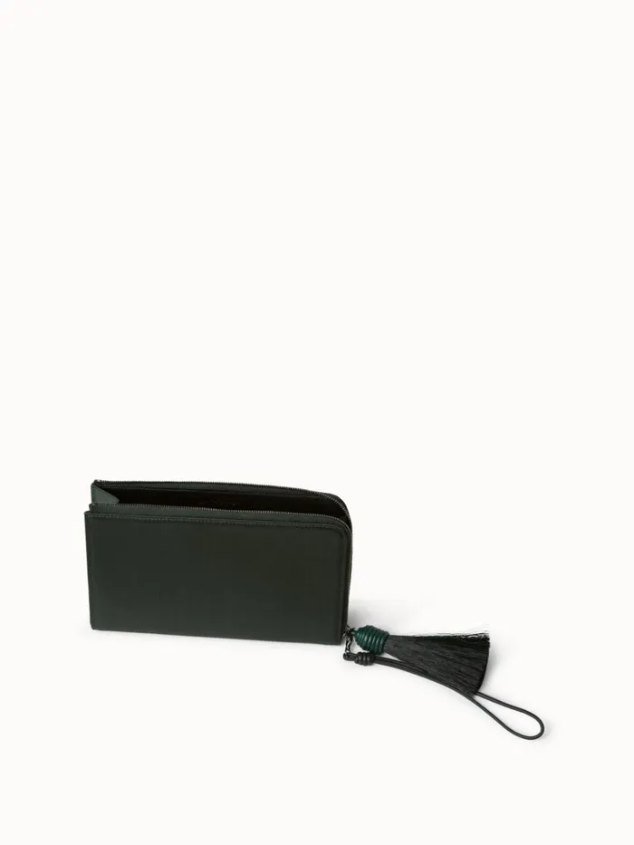 Tassel Pouch In Satin Fabric Grey Sand Women Akris Clutches
