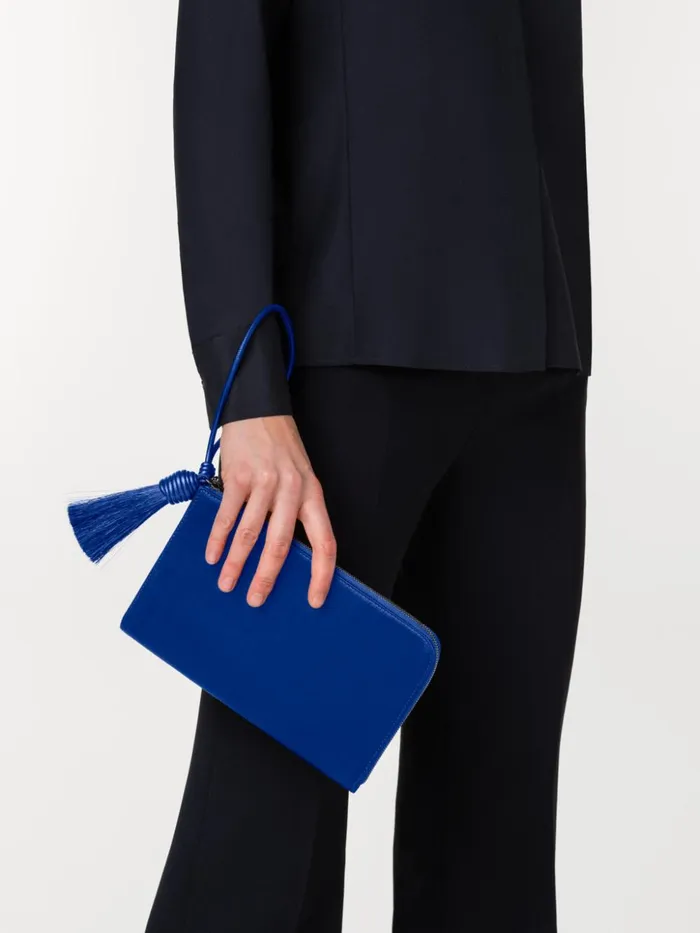 Tassel Pouch In Satin Fabric Ocean Women Akris Mini Bags