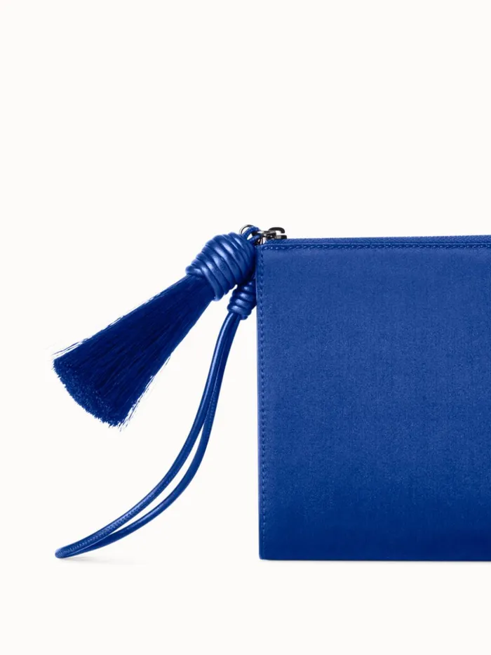 Tassel Pouch In Satin Fabric Ocean Women Akris Mini Bags