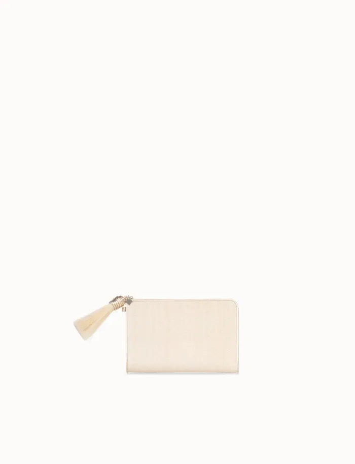 Tassle Pouch In Horsehair Fabric Stucco Metallic Women Akris Clutches