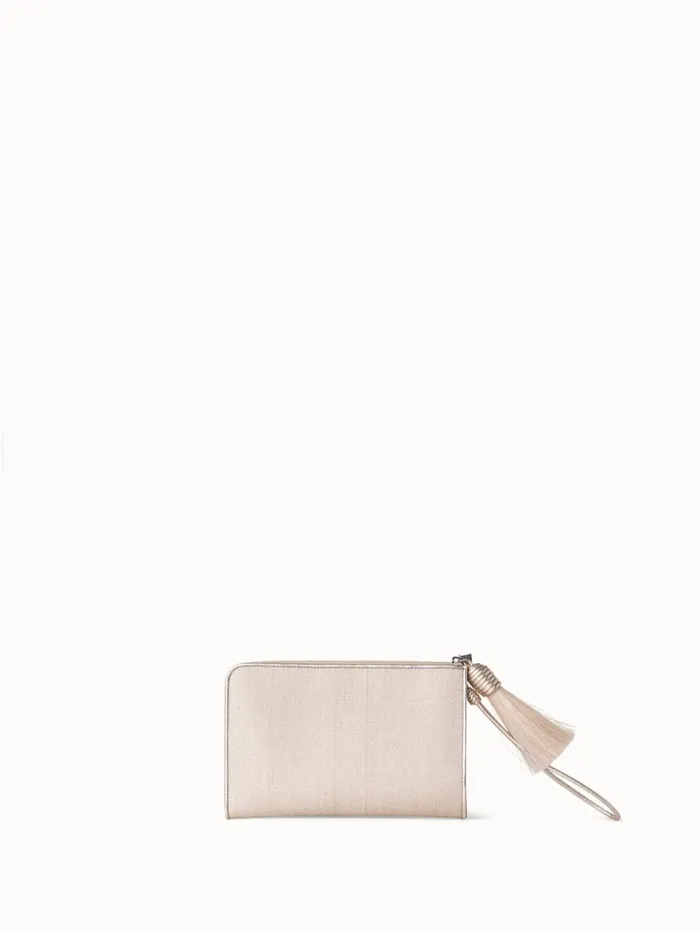 Tassle Pouch In Horsehair Fabric Stucco Metallic Women Akris Clutches