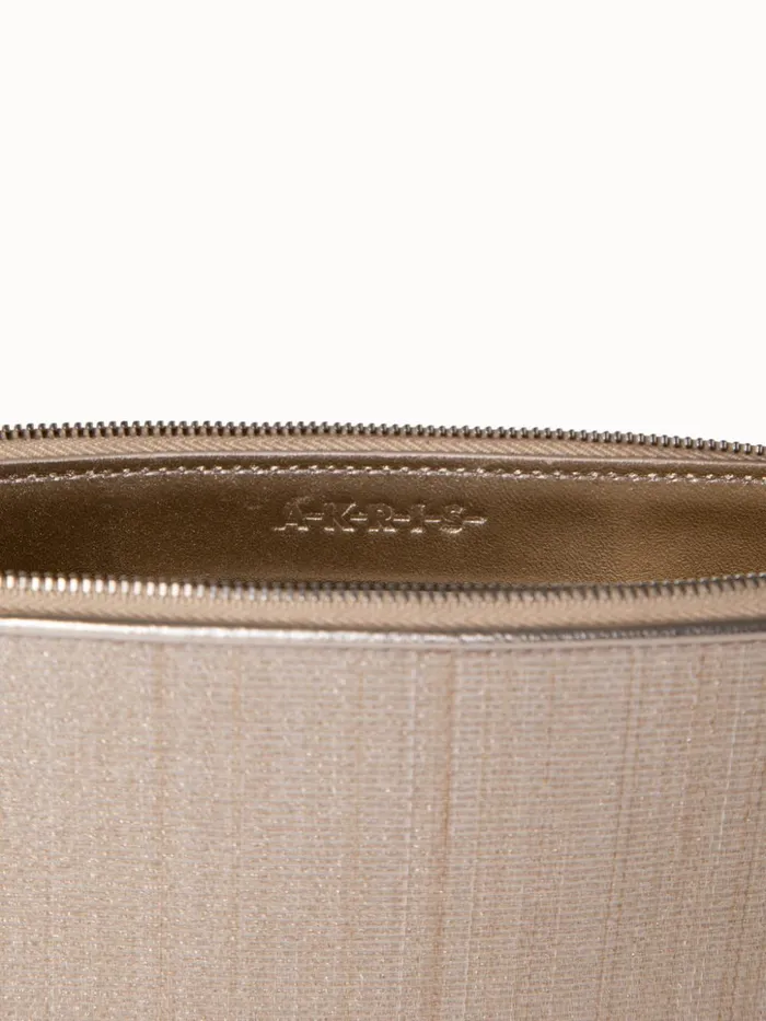 Tassle Pouch In Horsehair Fabric Stucco Metallic Women Akris Clutches