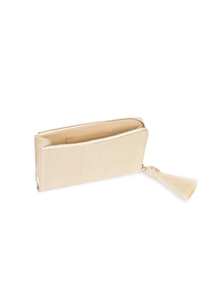 Tassle Pouch In Horsehair Fabric Stucco Metallic Women Akris Clutches