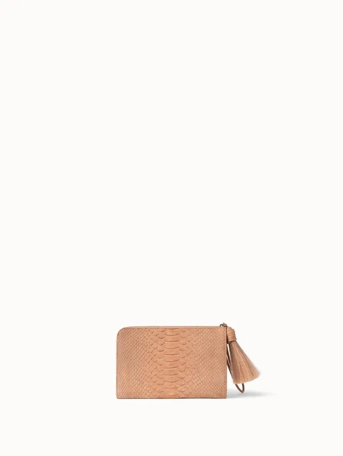 Tassle Pouch In Python Nubuck BC Camel Women Akris Clutches