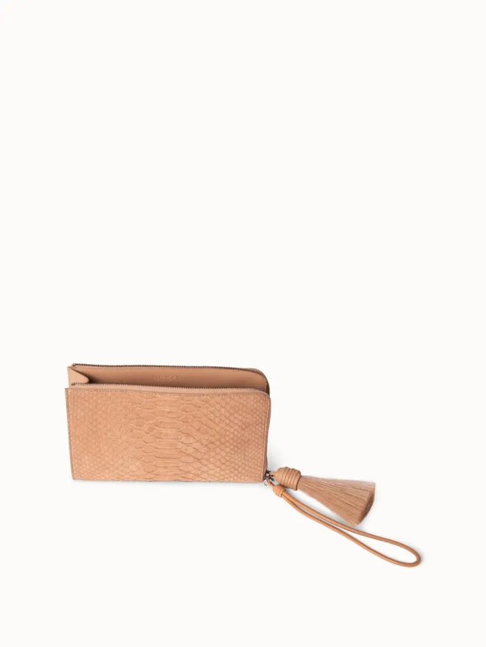 Tassle Pouch In Python Nubuck BC Camel Women Akris Clutches