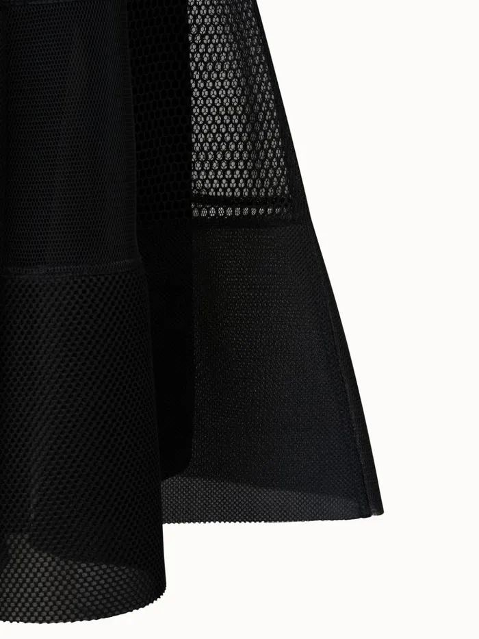 Techno Grid Patchwork Maxi Skirt Black Women Akris Skirts